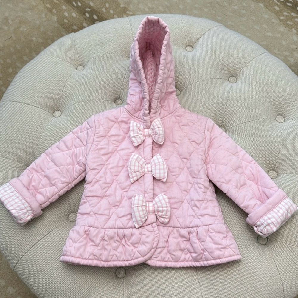 Classic Whimsy Pink Quilted Jacket with Bows